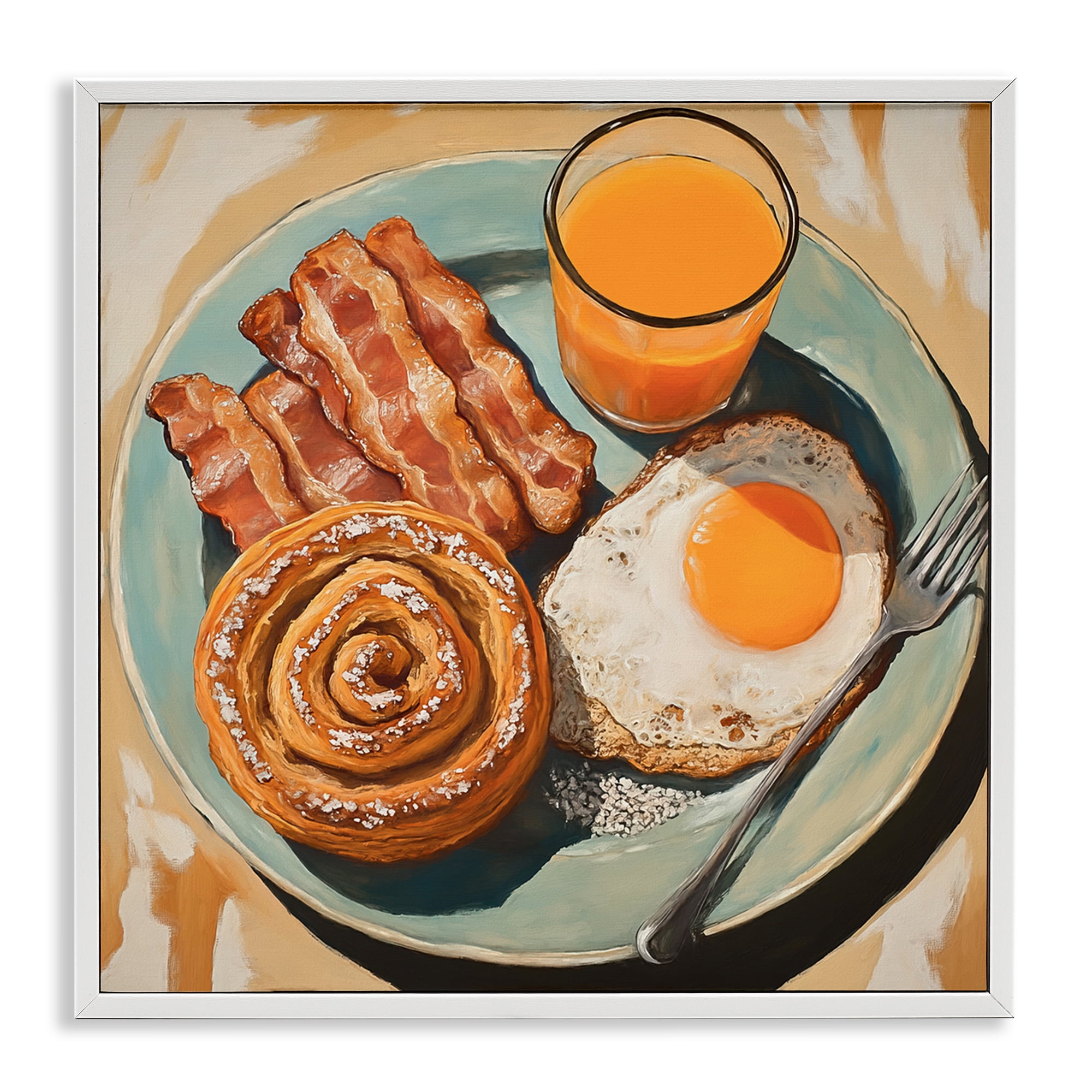 Stupell Industries Cinnamon Roll Breakfast White Framed Giclee Art, design by Tina LeCour
