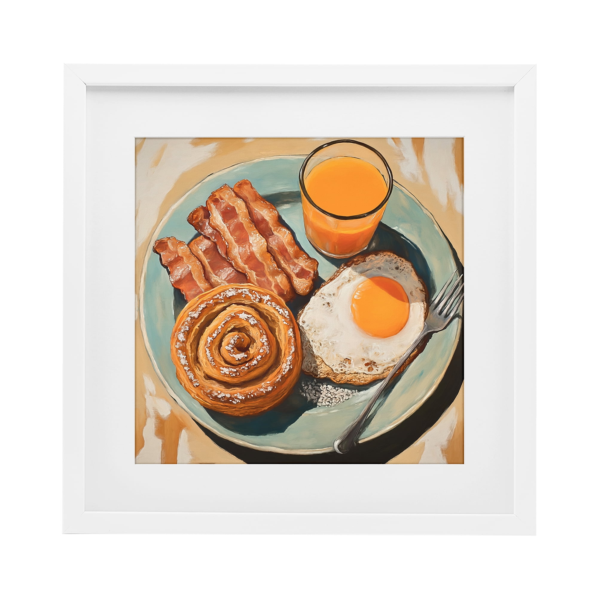 Stupell Industries Cinnamon Roll Breakfast White Framed Print Under Glass, design by Tina LeCour