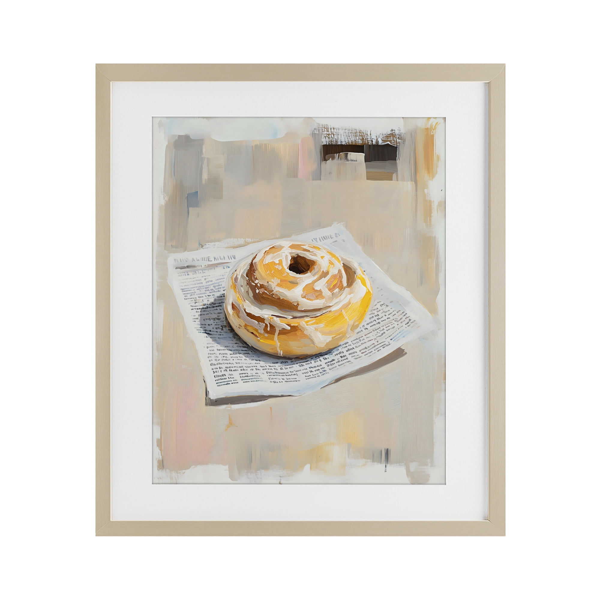 Stupell Industries Cinnamon Roll & Morning Paper Birch Framed Print Under Glass, design by The Prints Vibe