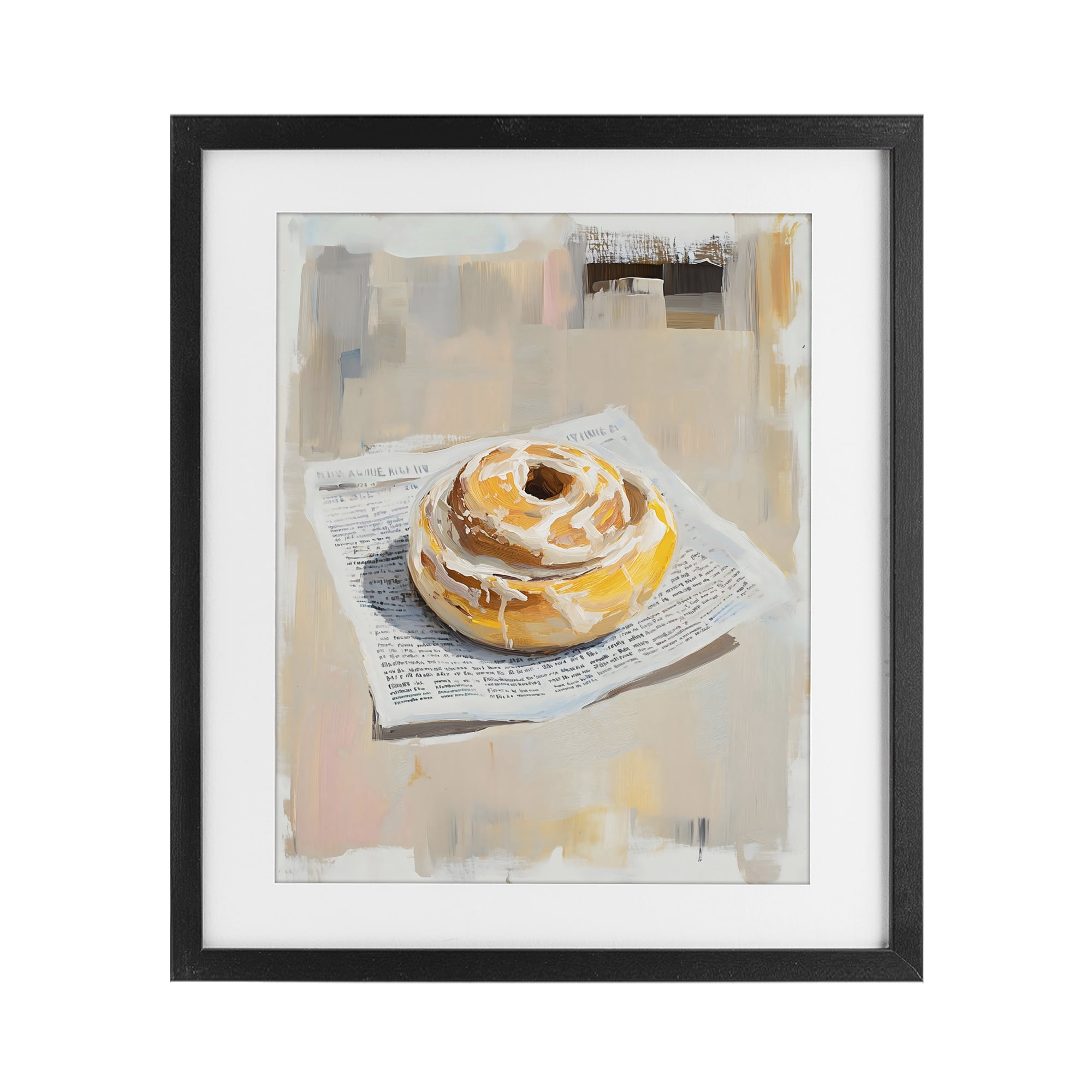 Stupell Industries Cinnamon Roll & Morning Paper Black Framed Print Under Glass, design by The Prints Vibe