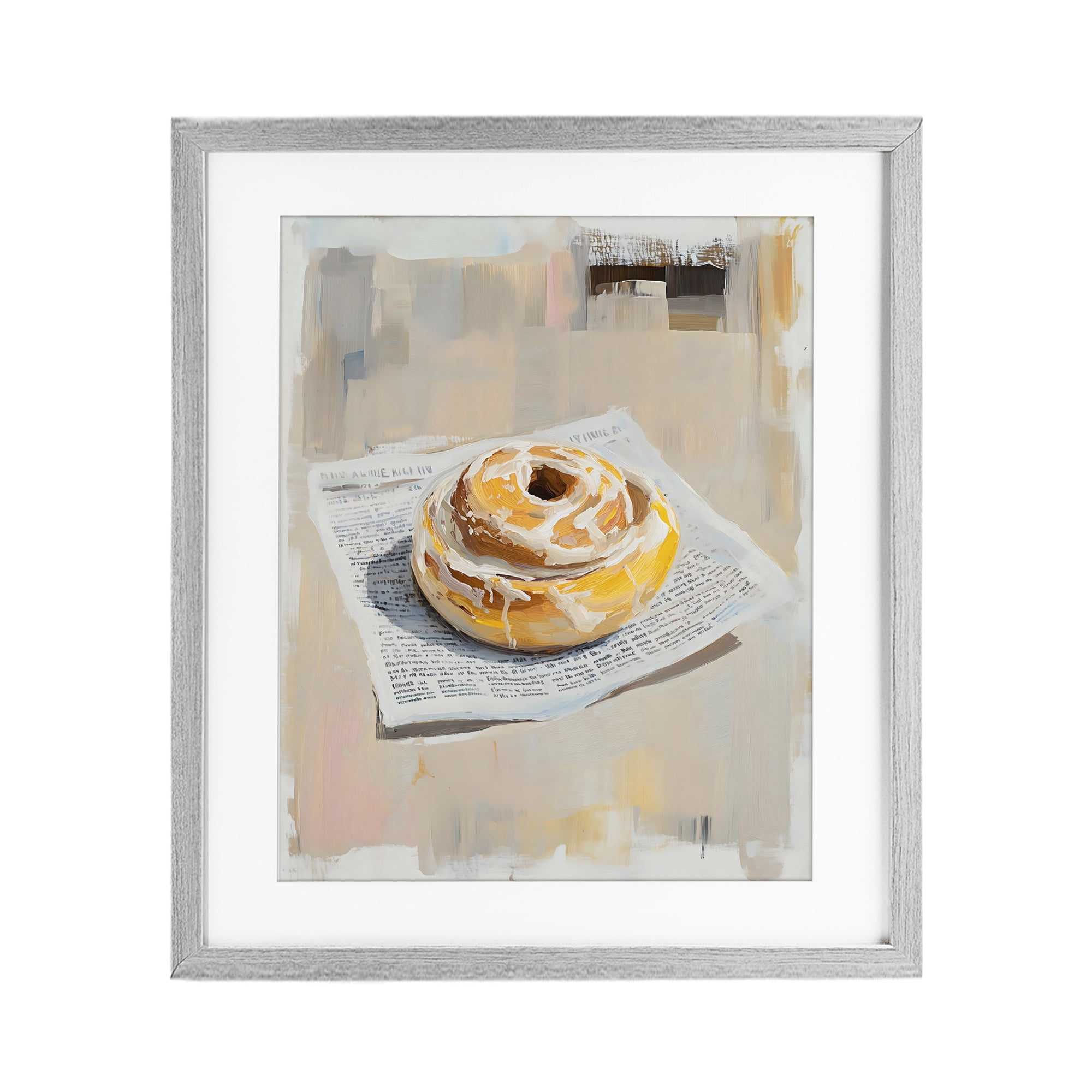Stupell Industries Cinnamon Roll & Morning Paper Gray Framed Print Under Glass, design by The Prints Vibe