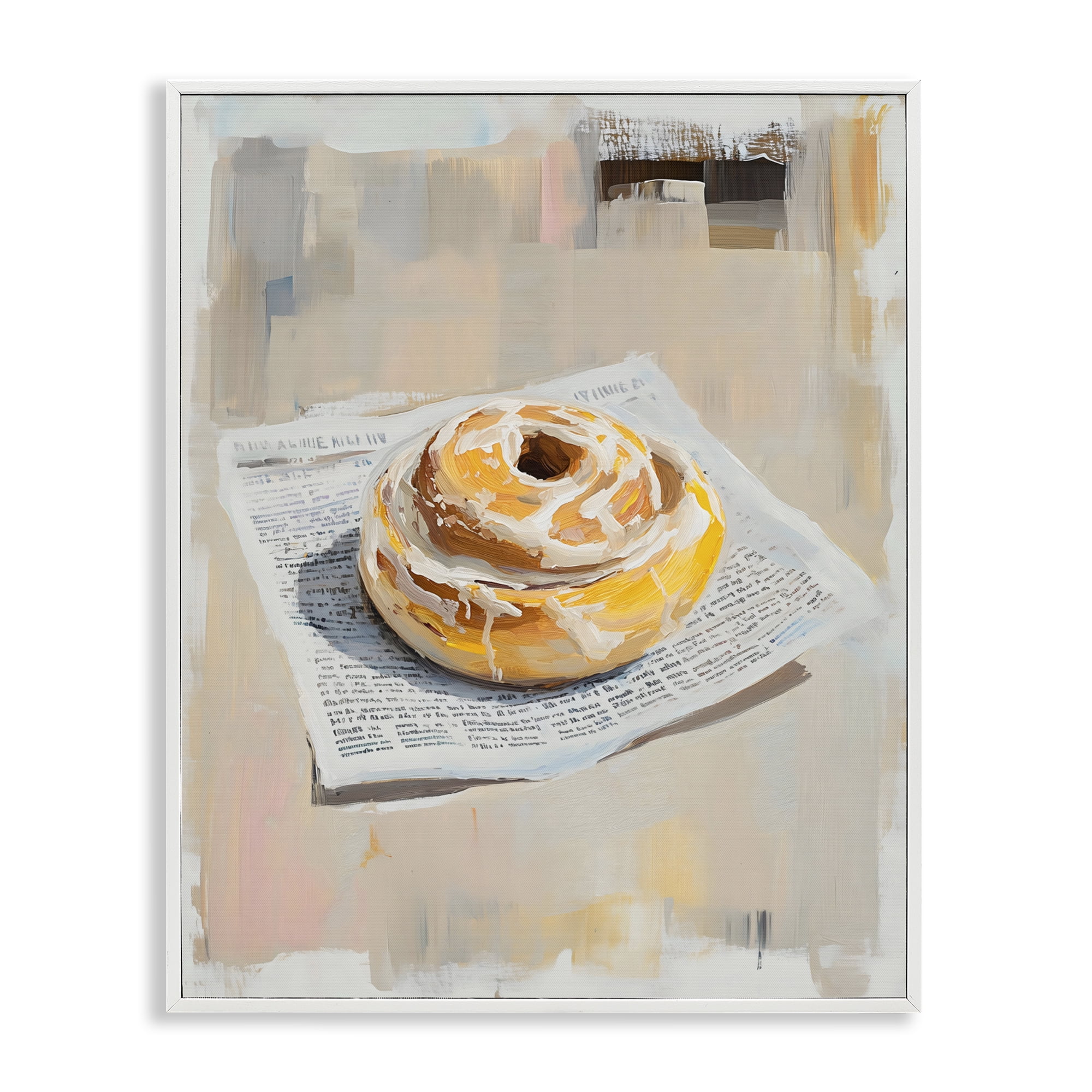 Stupell Industries Cinnamon Roll & Morning Paper White Framed Giclee Art, design by The Prints Vibe