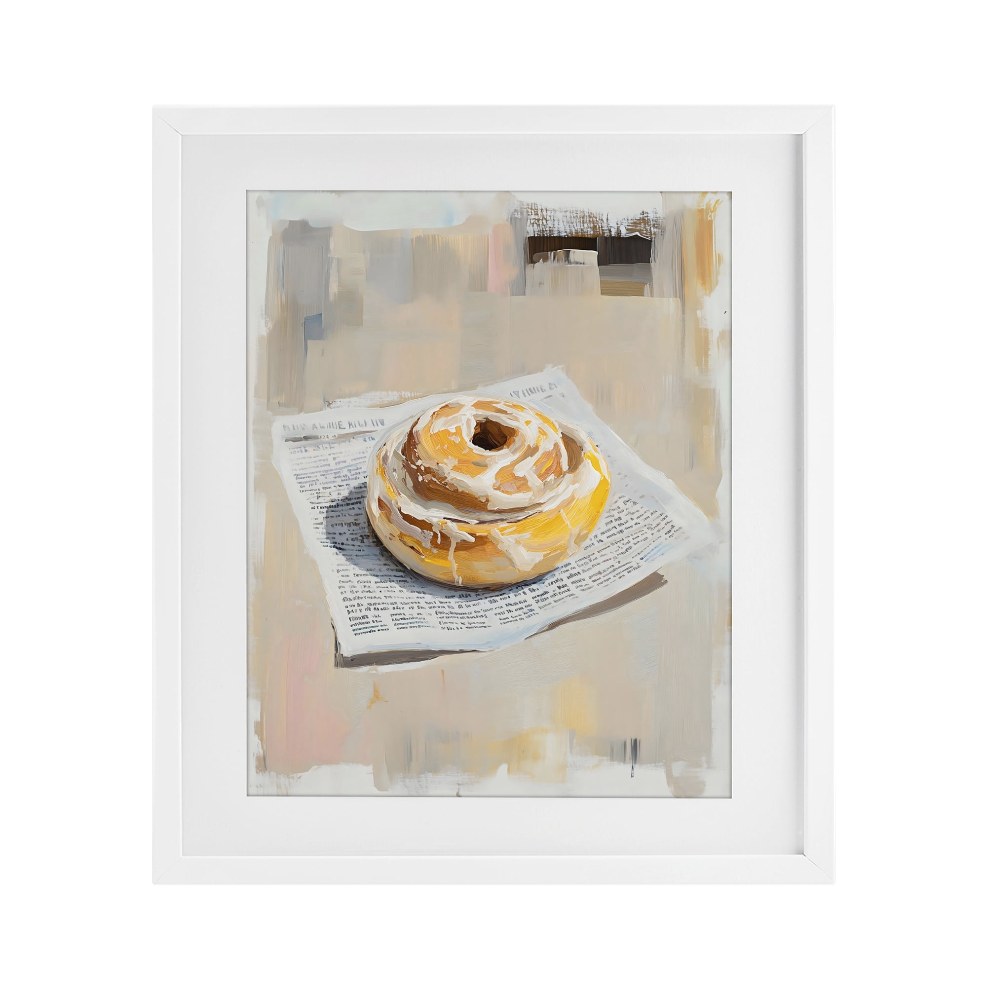 Stupell Industries Cinnamon Roll & Morning Paper White Framed Print Under Glass, design by The Prints Vibe