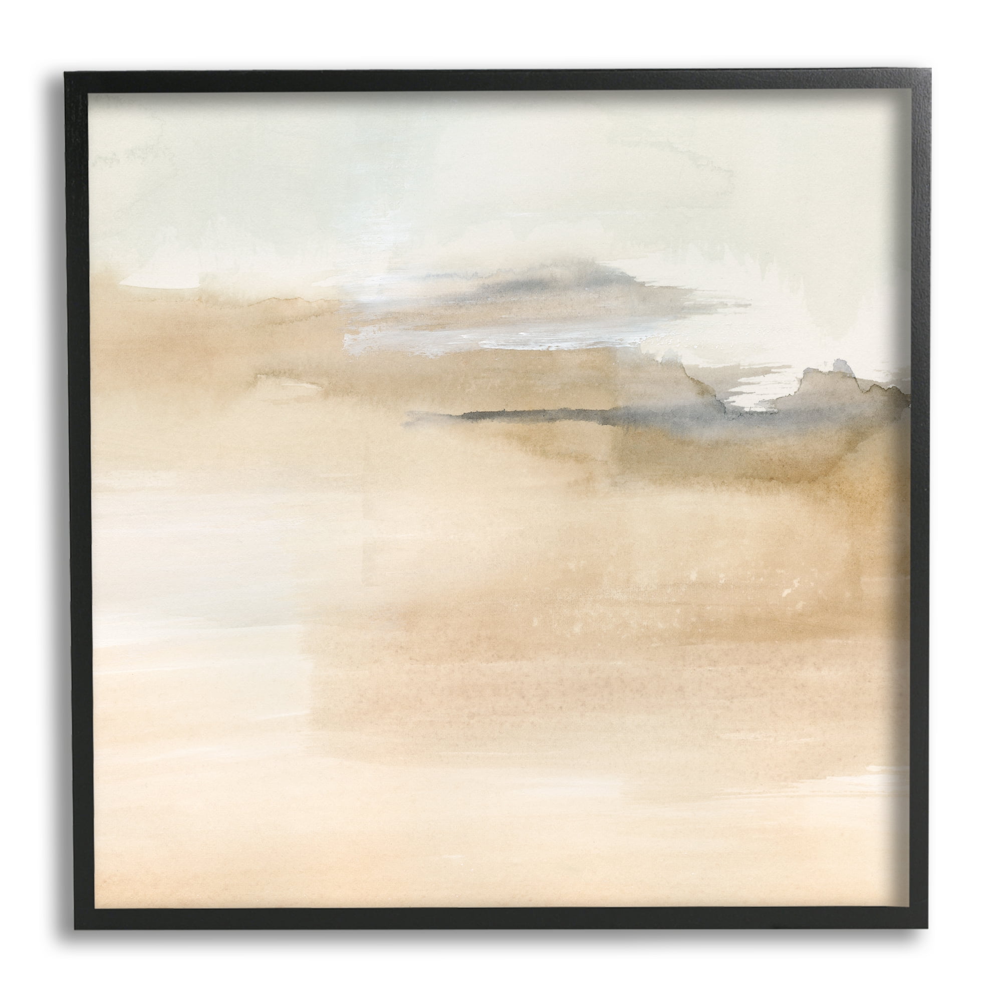 Stupell Industries Cinnamon Shores Abstract Landscape Soft Neutral Tones Abstract Painting Black Framed Art Print Wall Art, 12 x 12