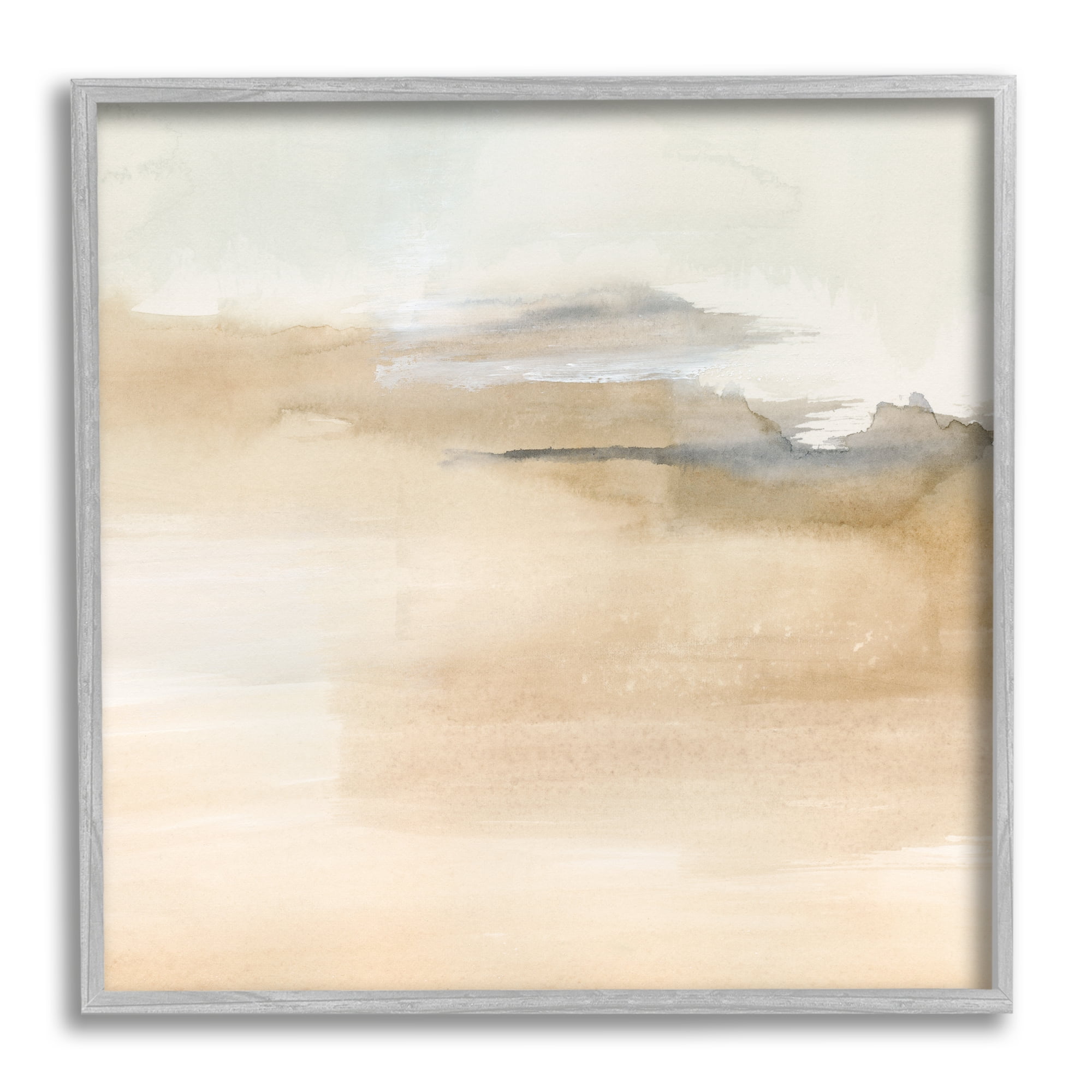 Stupell Industries Cinnamon Shores Abstract Landscape Soft Neutral Tones Abstract Painting Gray Framed Art Print Wall Art, 12 x 12