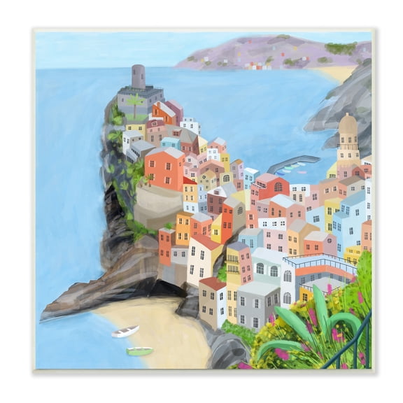 Stupell Industries Cinque Terre Coastal City Architecture Italian Landmark, 12 x 12, Design by Carla Daly