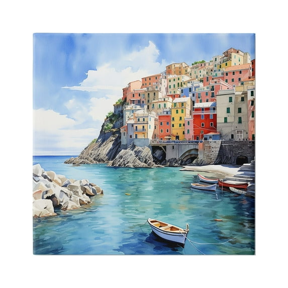 Stupell Industries Cinque Terre Port Travel & Places Painting Gallery Wrapped Canvas Art Print Wall Art, 24 x 24