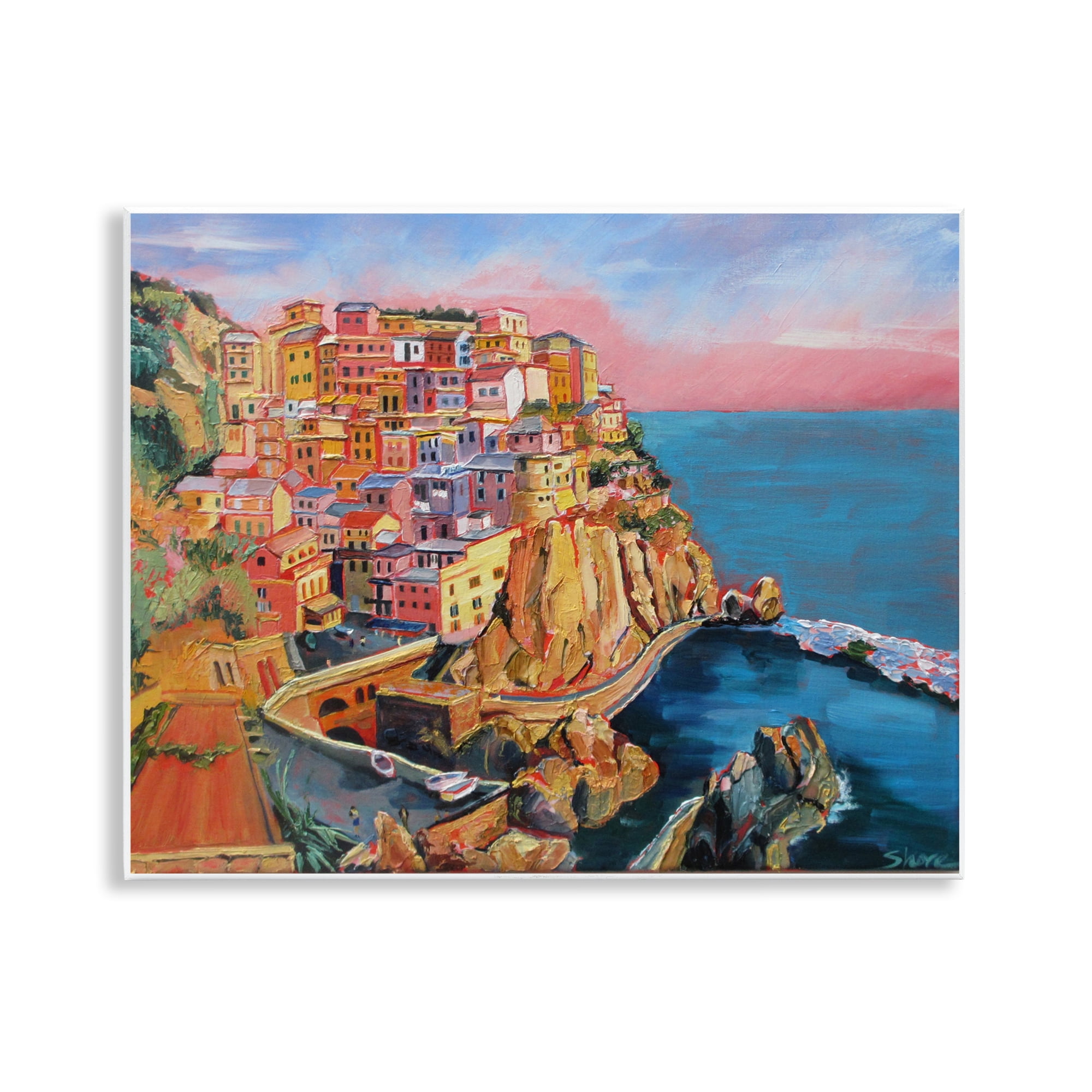 Stupell Industries Cinque Terre Seascape Architecture Wall Plaque Art, design by Maxine Shore