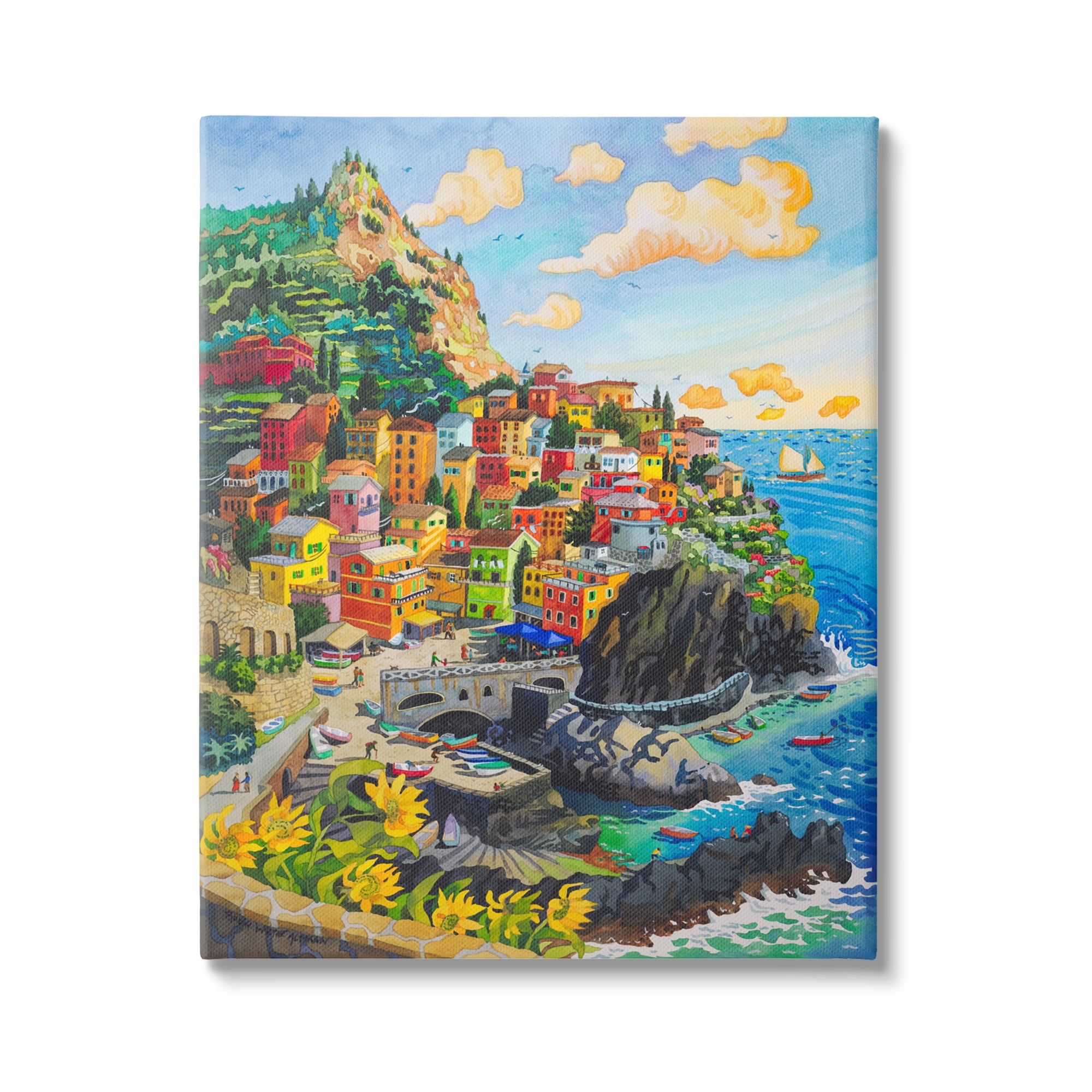 Stupell Industries Cinque Terre View Travel & Places Painting Gallery Wrapped Canvas Print Wall Art, 16 x 20