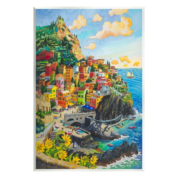 Stupell Industries Cinque Terre View Travel & Places Painting Unframed Art Print Wall Art, 10 x 15