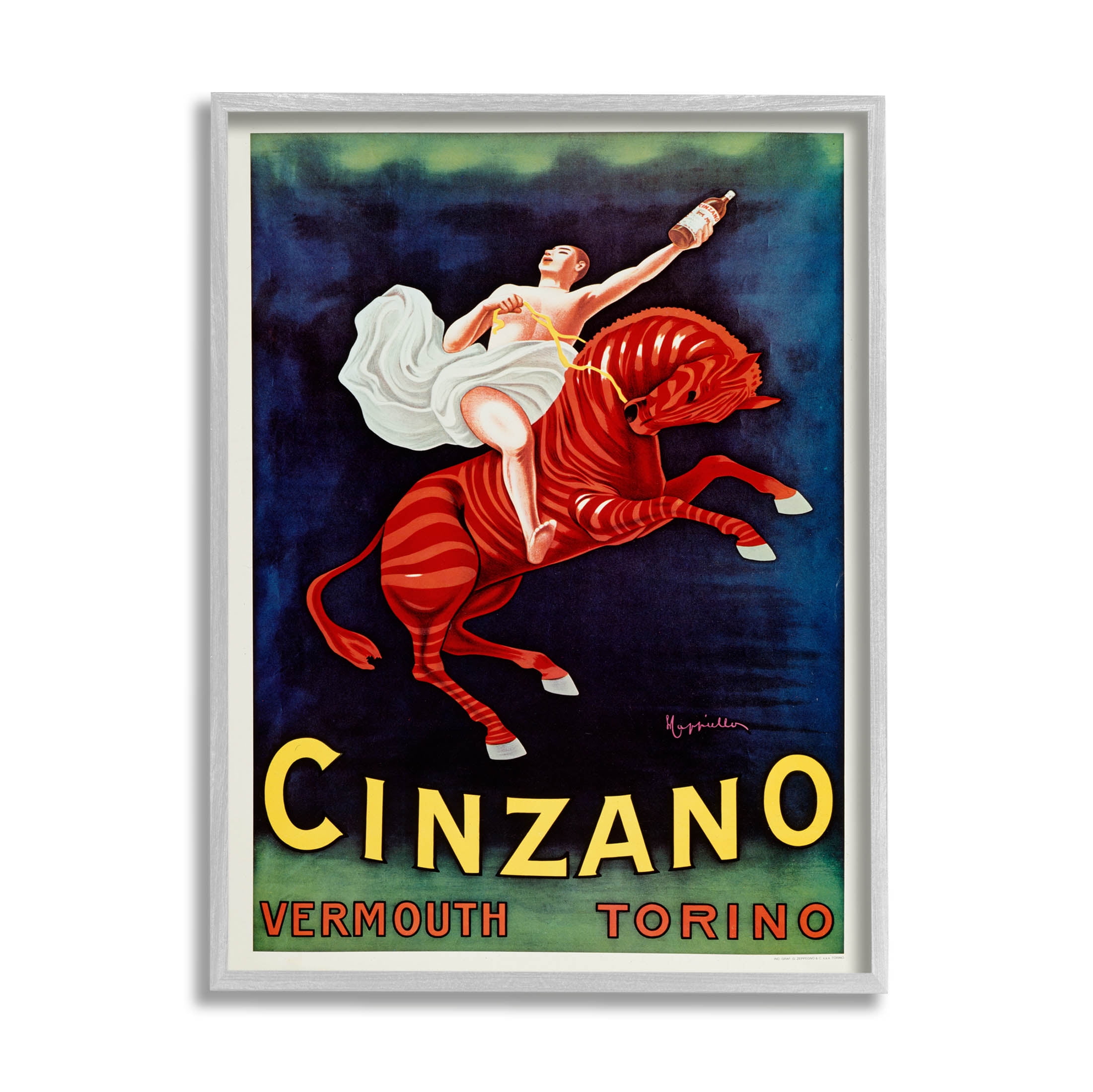 Stupell Industries Cinzano Vermouth Vintage Ad Graphic Art Gray Framed Art Print Wall Art, Design by Marcus Jules