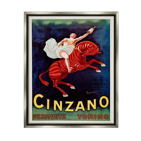 Stupell Industries Cinzano Vermouth Vintage Ad Graphic Art Luster Gray Floating Framed Canvas Print Wall Art, Design by Marcus Jules