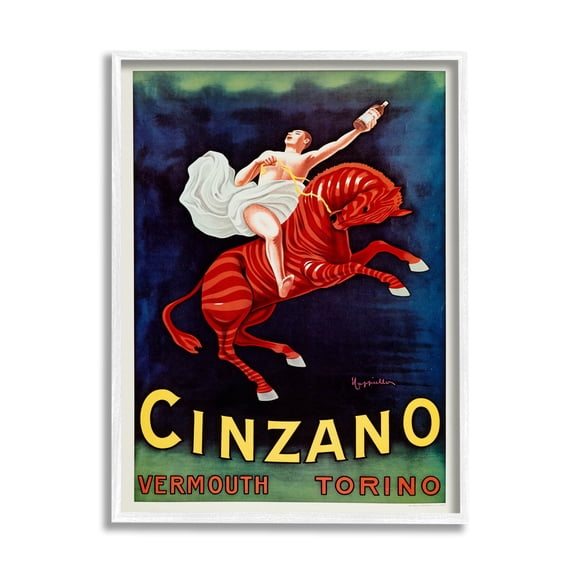 Stupell Industries Cinzano Vermouth Vintage Ad Graphic Art White Framed Art Print Wall Art, Design by Marcus Jules