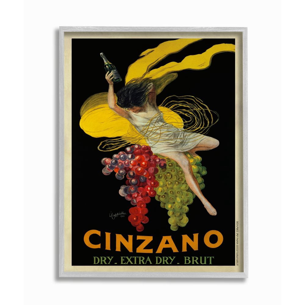 Stupell Industries Cinzano Vintage Poster Wine Design Framed Wall Art by Marcello Dudovich