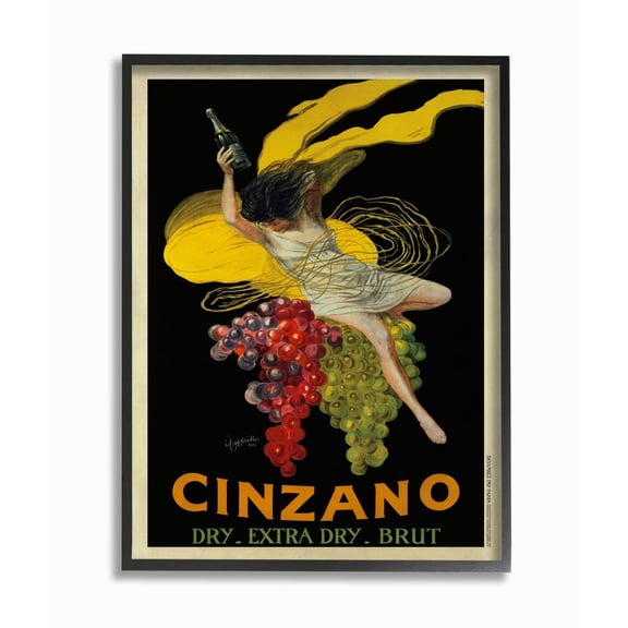 Stupell Industries Cinzano Vintage Poster Wine Design Graphic Art Black Framed Art Print Wall Art, 24x30, by Marcello Dudovich