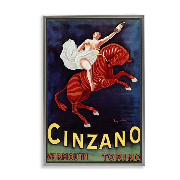 Stupell Industries Cinzano Wine Advertisement People Painting Gray Floater Framed Canvas Art Print Wall Art, 17 x 25