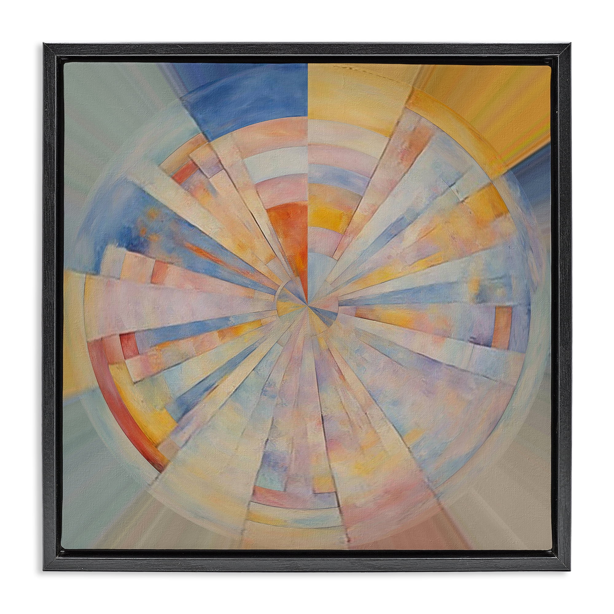 Stupell Industries Circle In Abstraction Abstract Painting Black Floater Framed Canvas Art Print Wall Art, 25 x 25