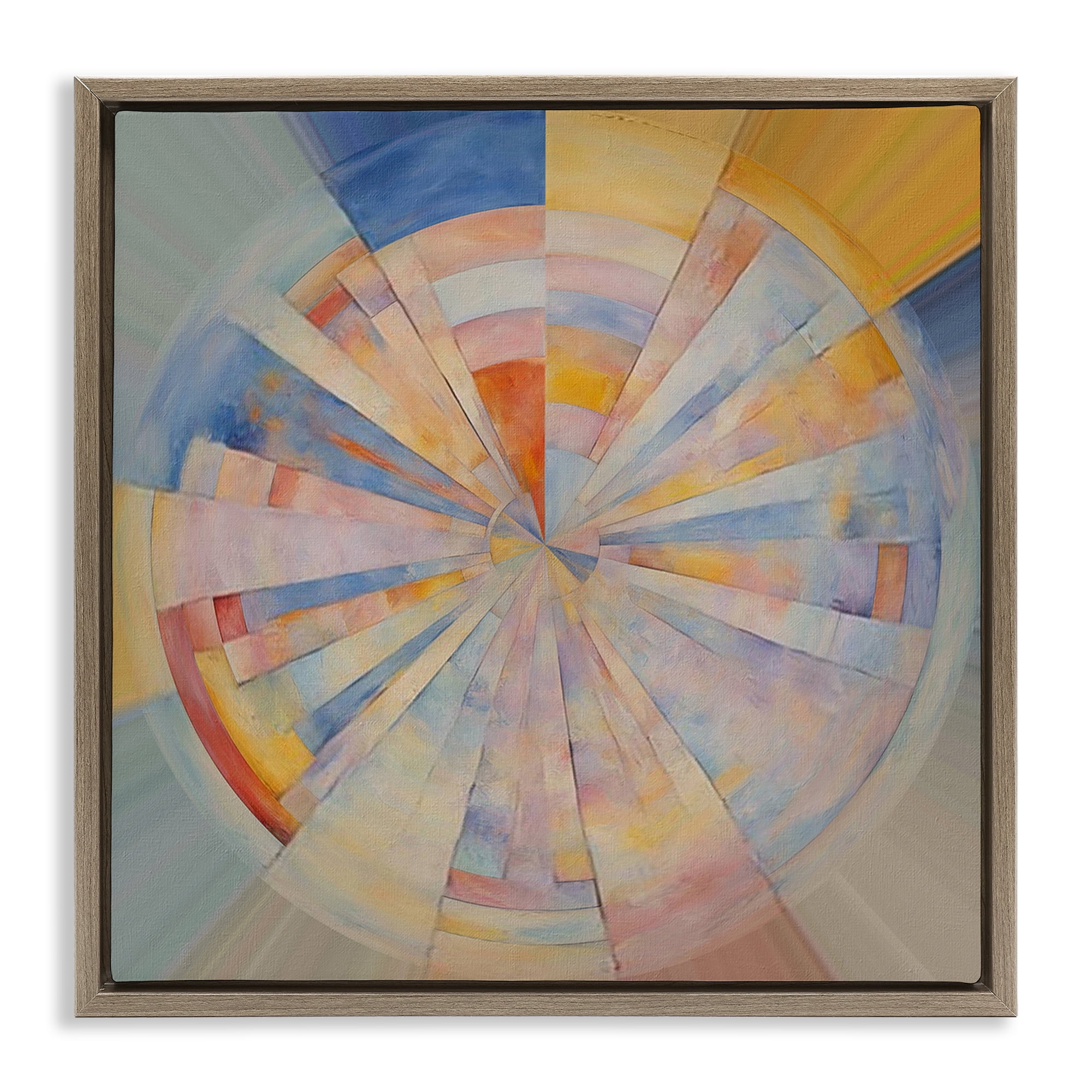 Stupell Industries Circle In Abstraction Abstract Painting Brown Floater Framed Canvas Art Print Wall Art, 18 x 18