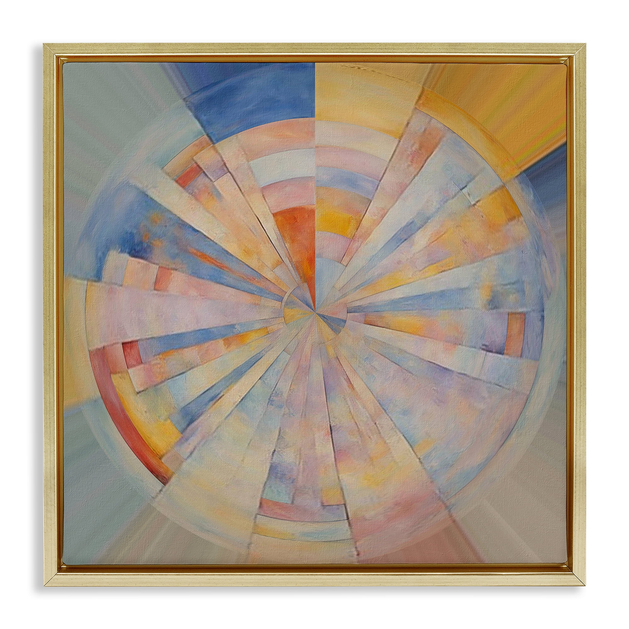Stupell Industries Circle In Abstraction Abstract Painting Gold Floater Framed Canvas Art Print Wall Art, 18 x 18