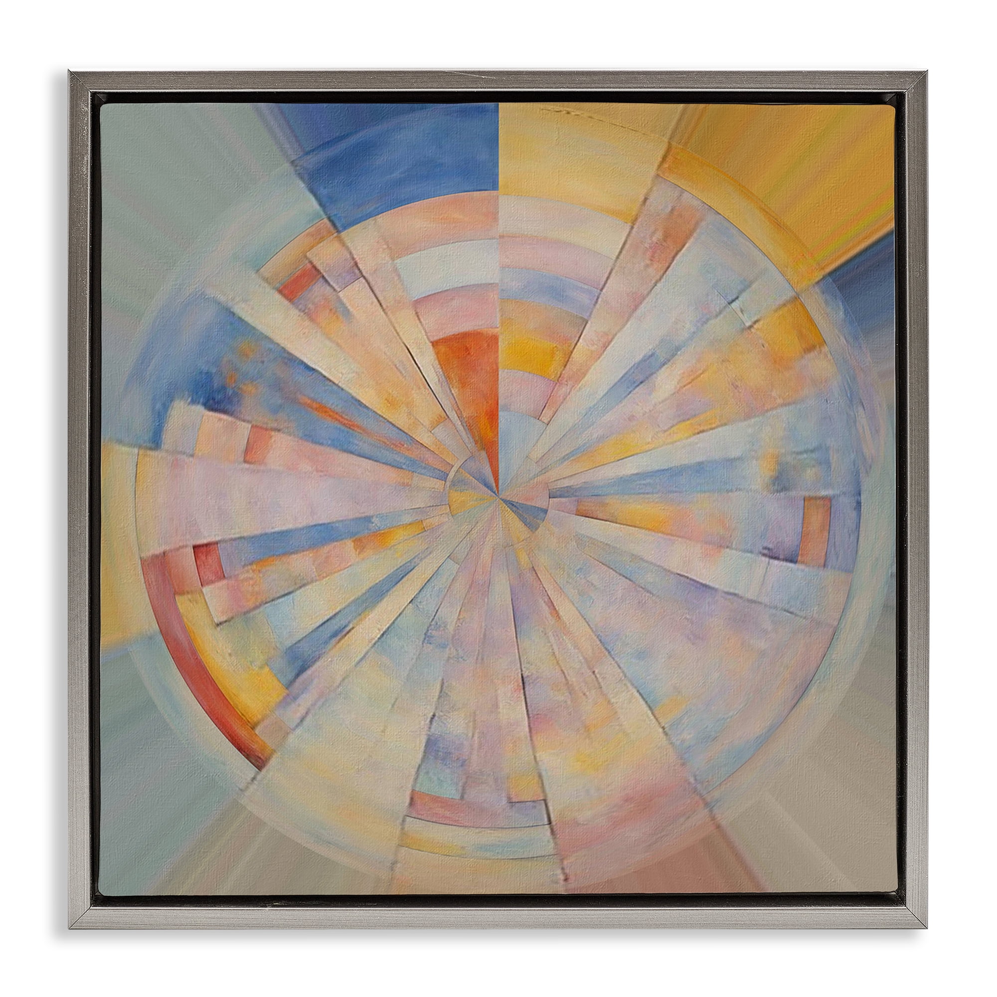 Stupell Industries Circle In Abstraction Abstract Painting Gray Floater Framed Canvas Art Print Wall Art, 18 x 18