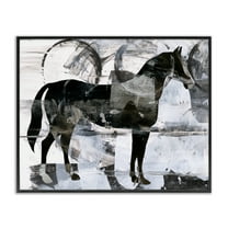 Stupell Industries Circle Pattern & Horse Animals & Insects Painting Black Framed Art Print Wall Art, 14 x 11