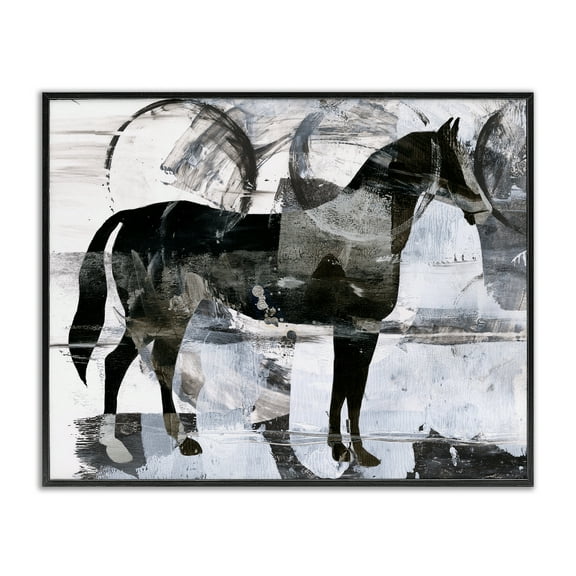 Stupell Industries Circle Pattern & Horse Animals & Insects Painting Black Framed Art Print Wall Art, 14 x 11