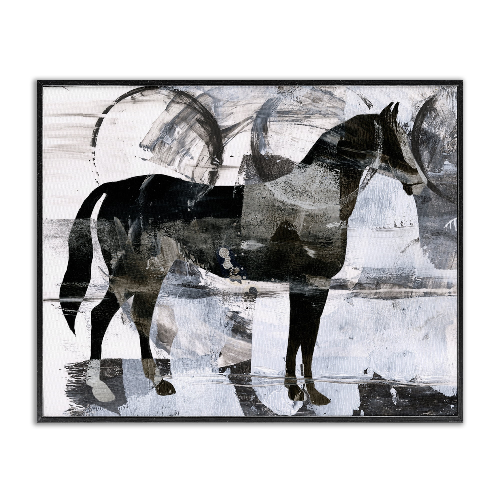 Stupell Industries Circle Pattern & Horse Animals & Insects Painting Black Framed Art Print Wall Art, 20 x 16