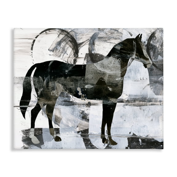 Stupell Industries Circle Pattern & Horse Animals & Insects Painting Gallery Wrapped Canvas Art Print Wall Art, 20 x 16