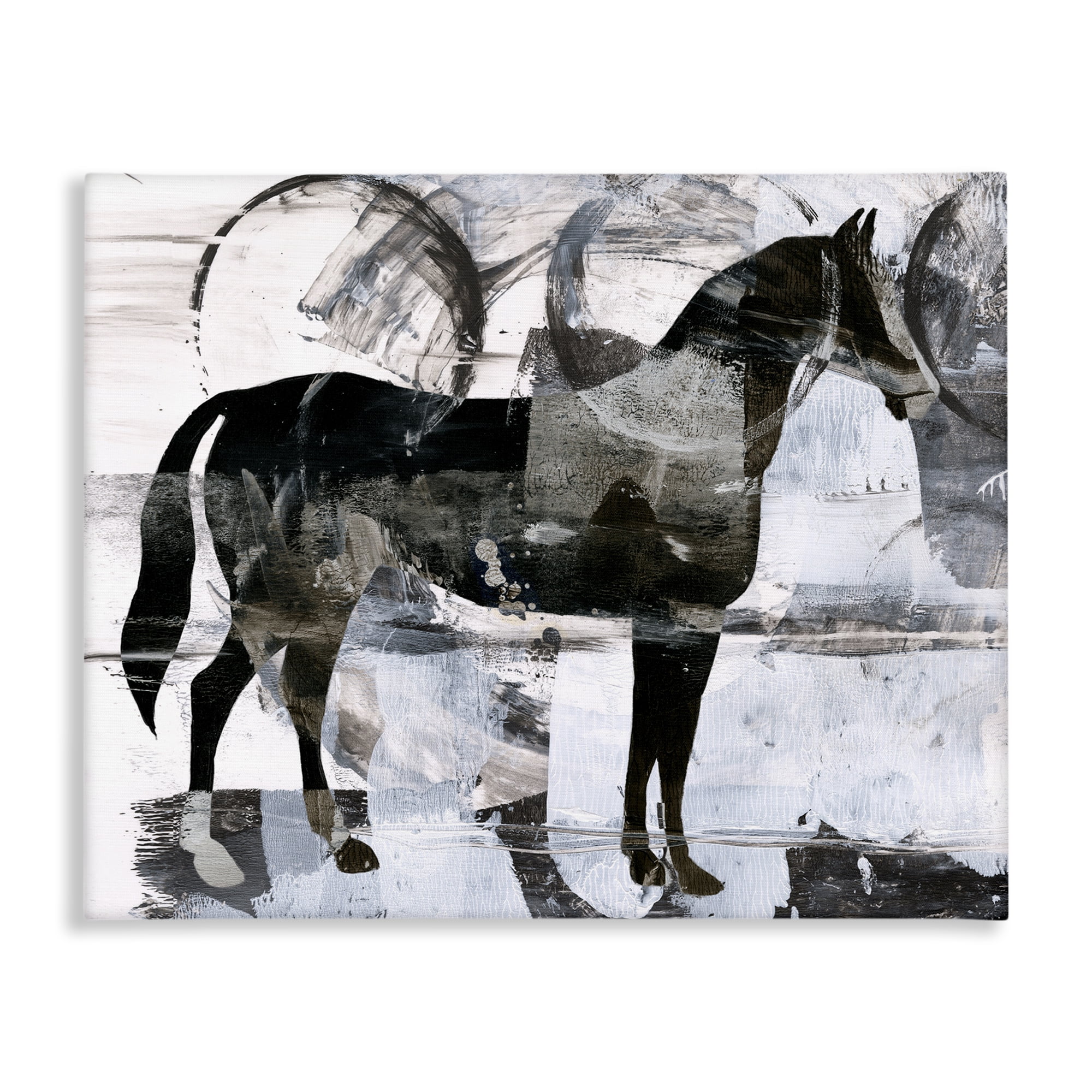 Stupell Industries Circle Pattern & Horse Animals & Insects Painting Gallery Wrapped Canvas Art Print Wall Art, 30 x 24