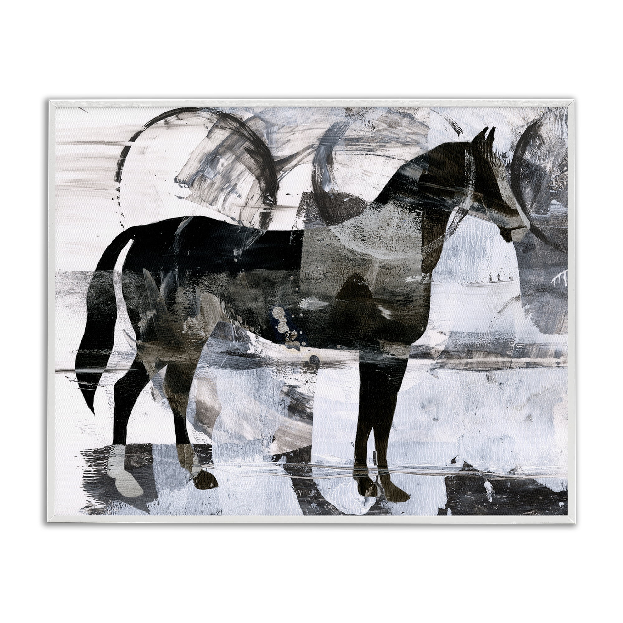 Stupell Industries Circle Pattern & Horse Animals & Insects Painting White Framed Art Print Wall Art, 30 x 24