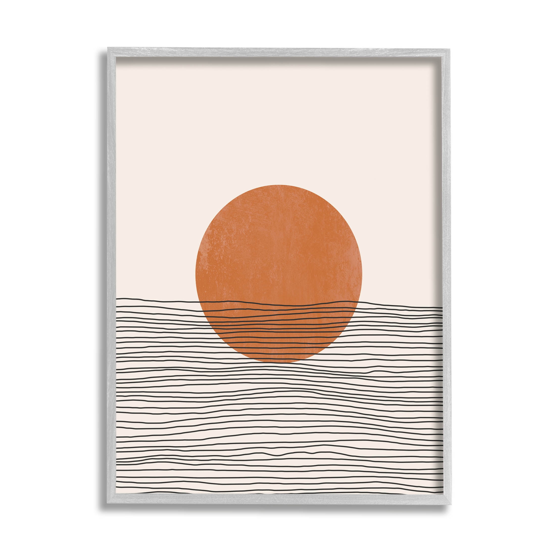 Stupell Industries Circle Shape Layered Stripes Lines Graphic Art Gray Framed Art Print Wall Art, Design by JJ Design House LLC