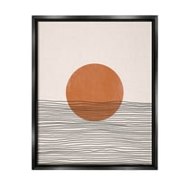 Stupell Industries Circle Shape Layered Stripes Lines Graphic Art Jet Black Floating Framed Canvas Print Wall Art, Design by JJ Design House LLC