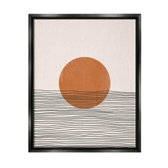 Stupell Industries Circle Shape Layered Stripes Lines Graphic Art Jet Black Floating Framed Canvas Print Wall Art, Design by JJ Design House LLC