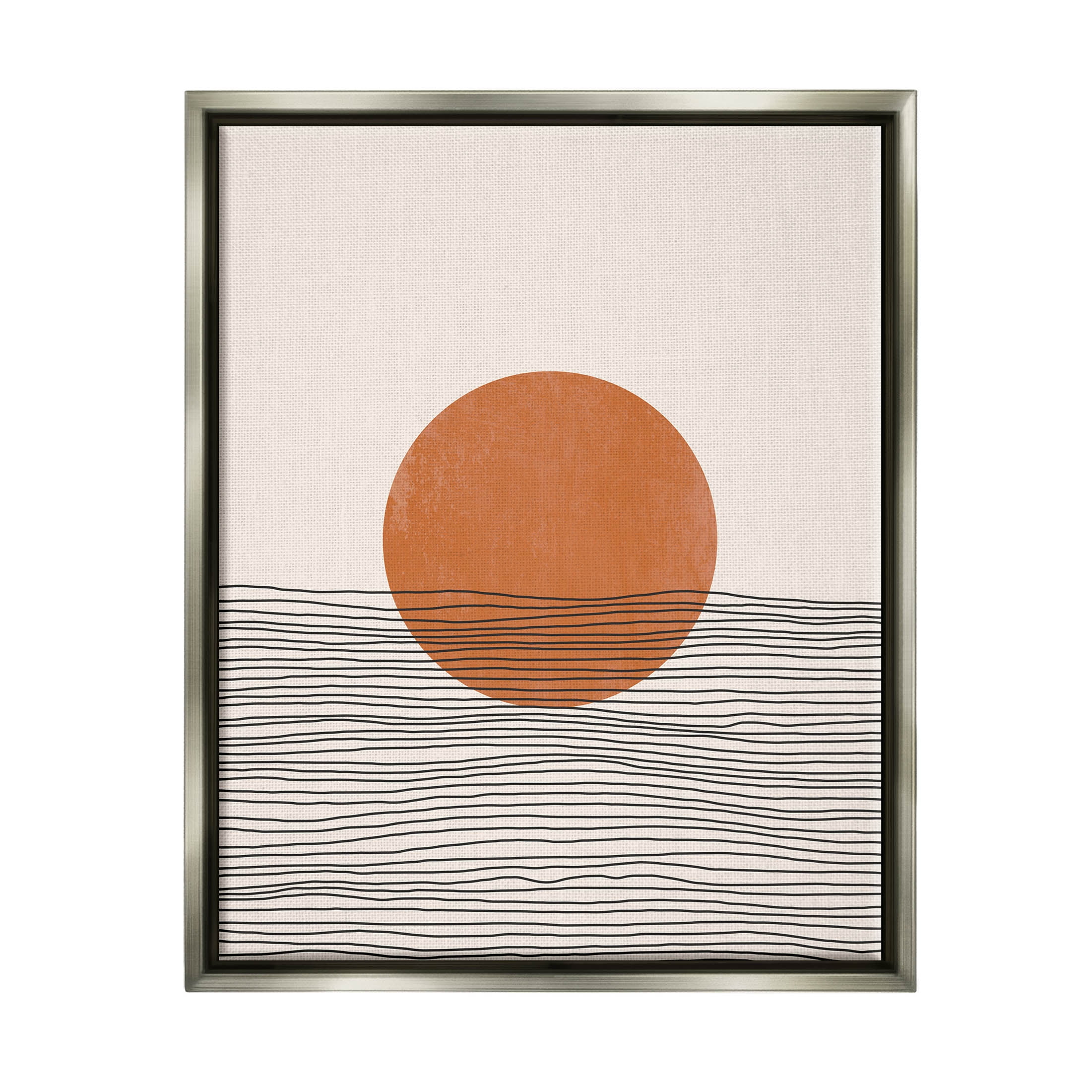 Stupell Industries Circle Shape Layered Stripes Lines Graphic Art Luster Gray Floating Framed Canvas Print Wall Art, Design by JJ Design House LLC