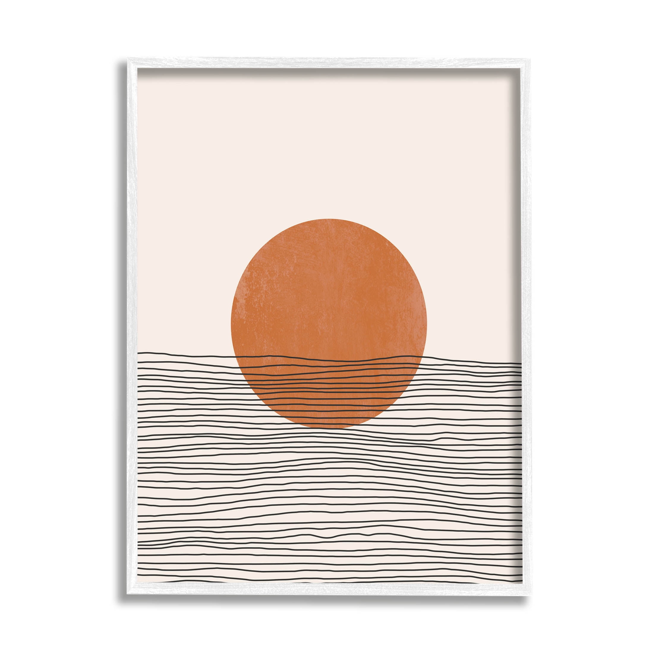 Stupell Industries Circle Shape Layered Stripes Lines Graphic Art White Framed Art Print Wall Art, Design by JJ Design House LLC