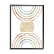 Stupell Industries Circle with Abstract Rainbows Abstract Painting Black Framed Art Print Wall Art, 11 x 14