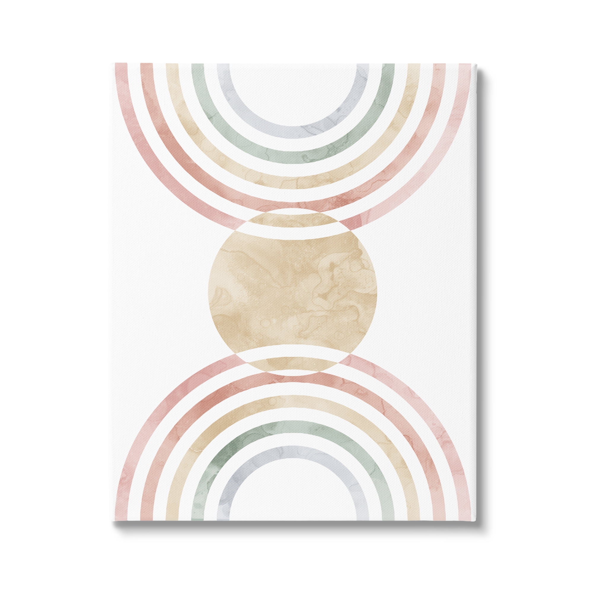Stupell Industries Circle with Abstract Rainbows Abstract Painting Gallery Wrapped Canvas Art Print Wall Art, 24 x 30