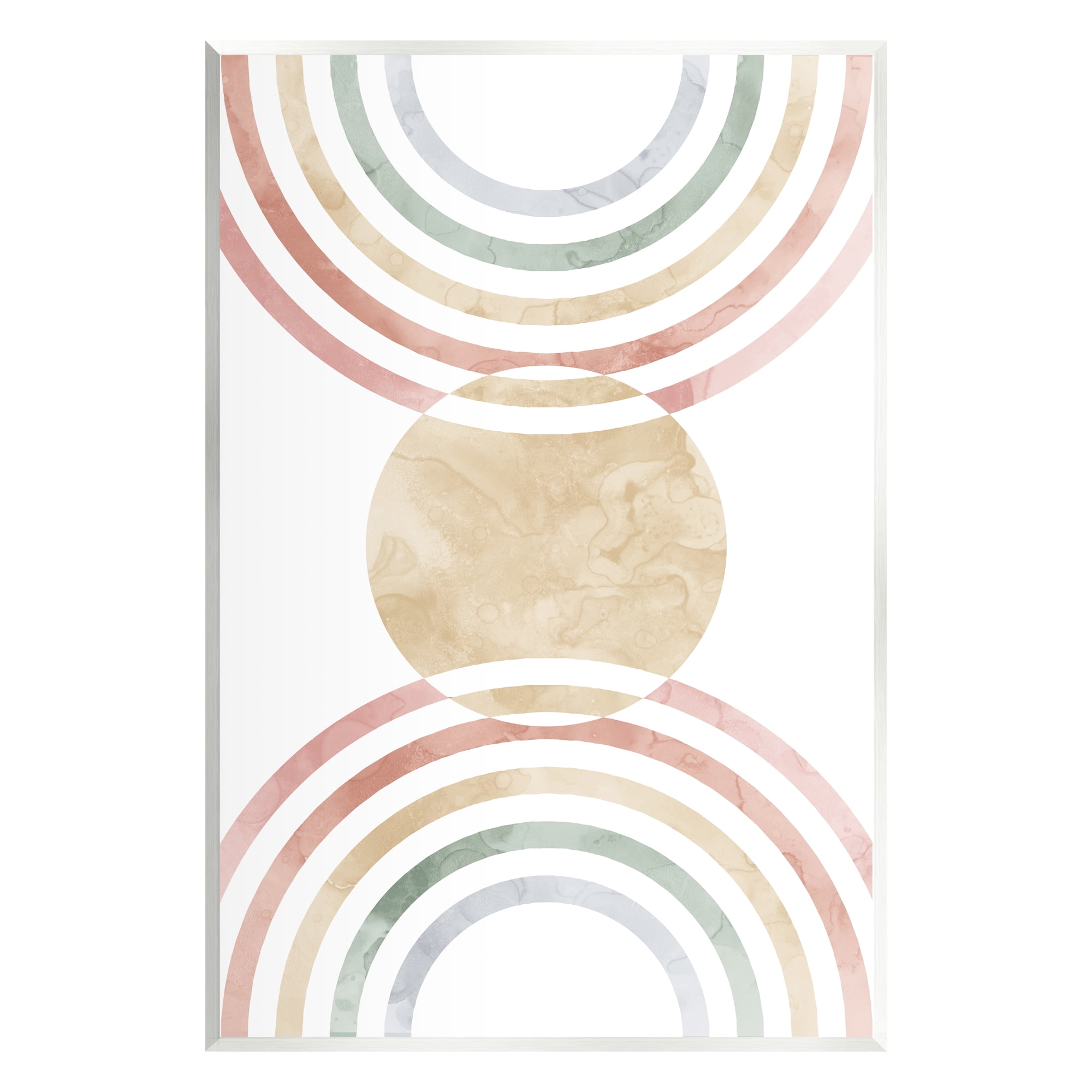 Stupell Industries Circle with Abstract Rainbows Abstract Painting Unframed Art Print Wall Art, 13 x 19