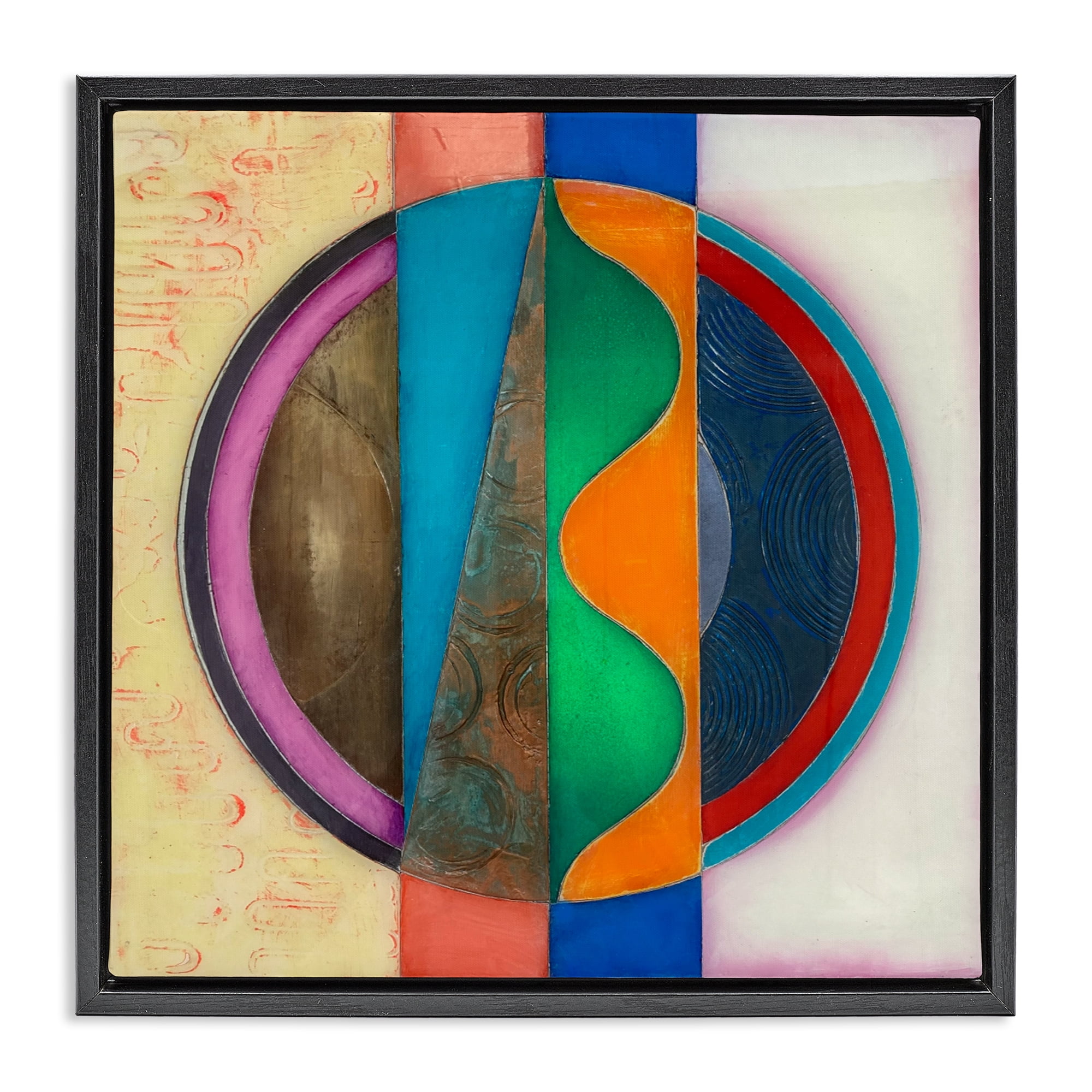 Stupell Industries Circle with Intersecting Waves Black Framed Floater Canvas Wall Art, design by Matthew Finger