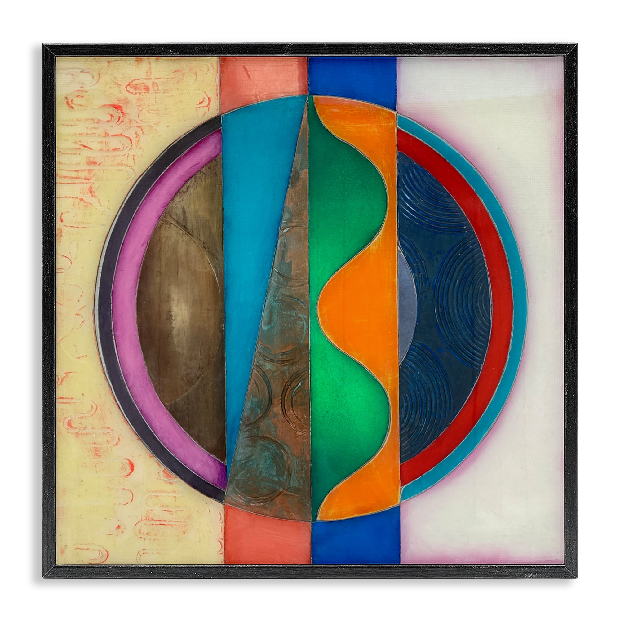 Stupell Industries Circle with Intersecting Waves Black Framed Giclee Art, design by Matthew Finger