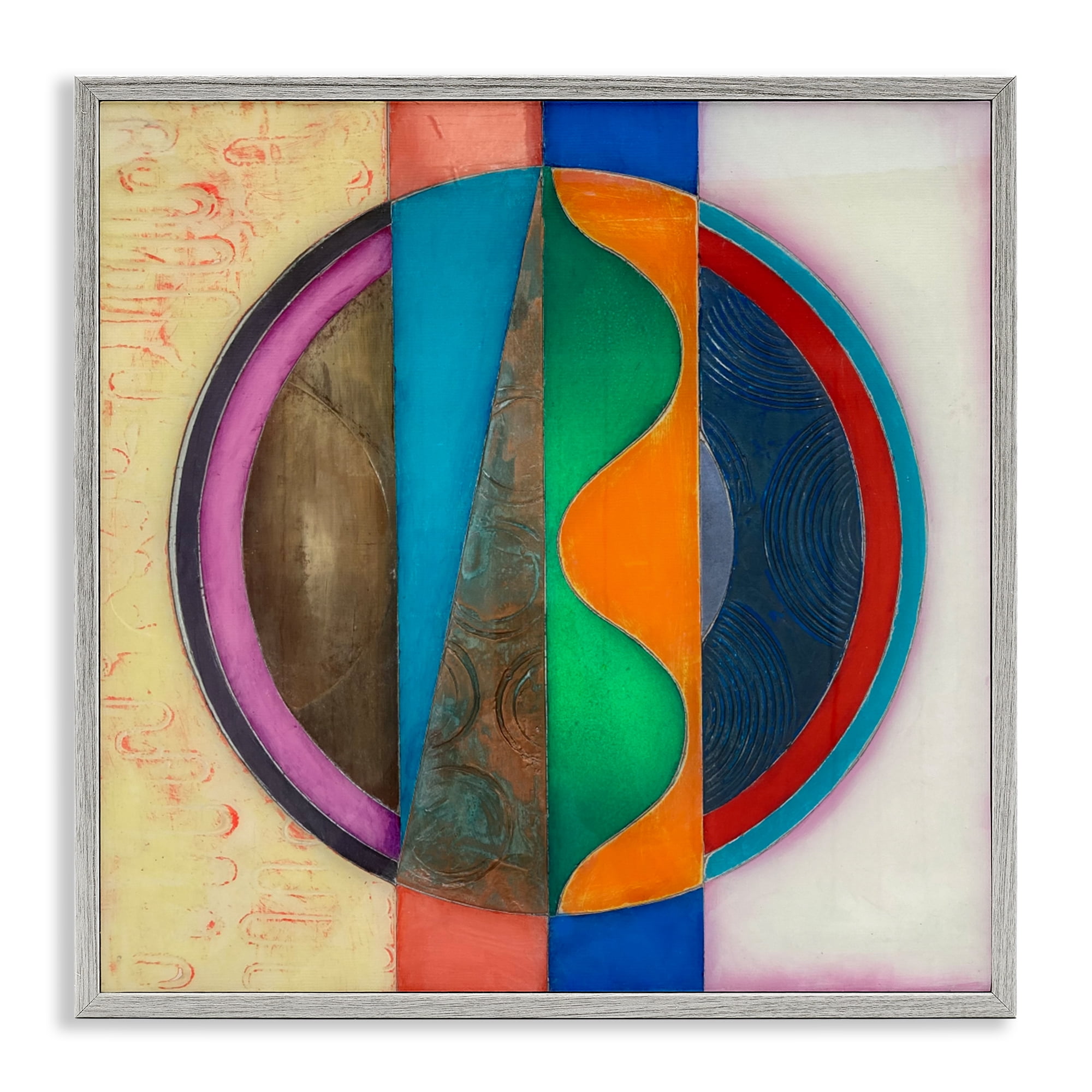 Stupell Industries Circle with Intersecting Waves Gray Framed Giclee Art, design by Matthew Finger