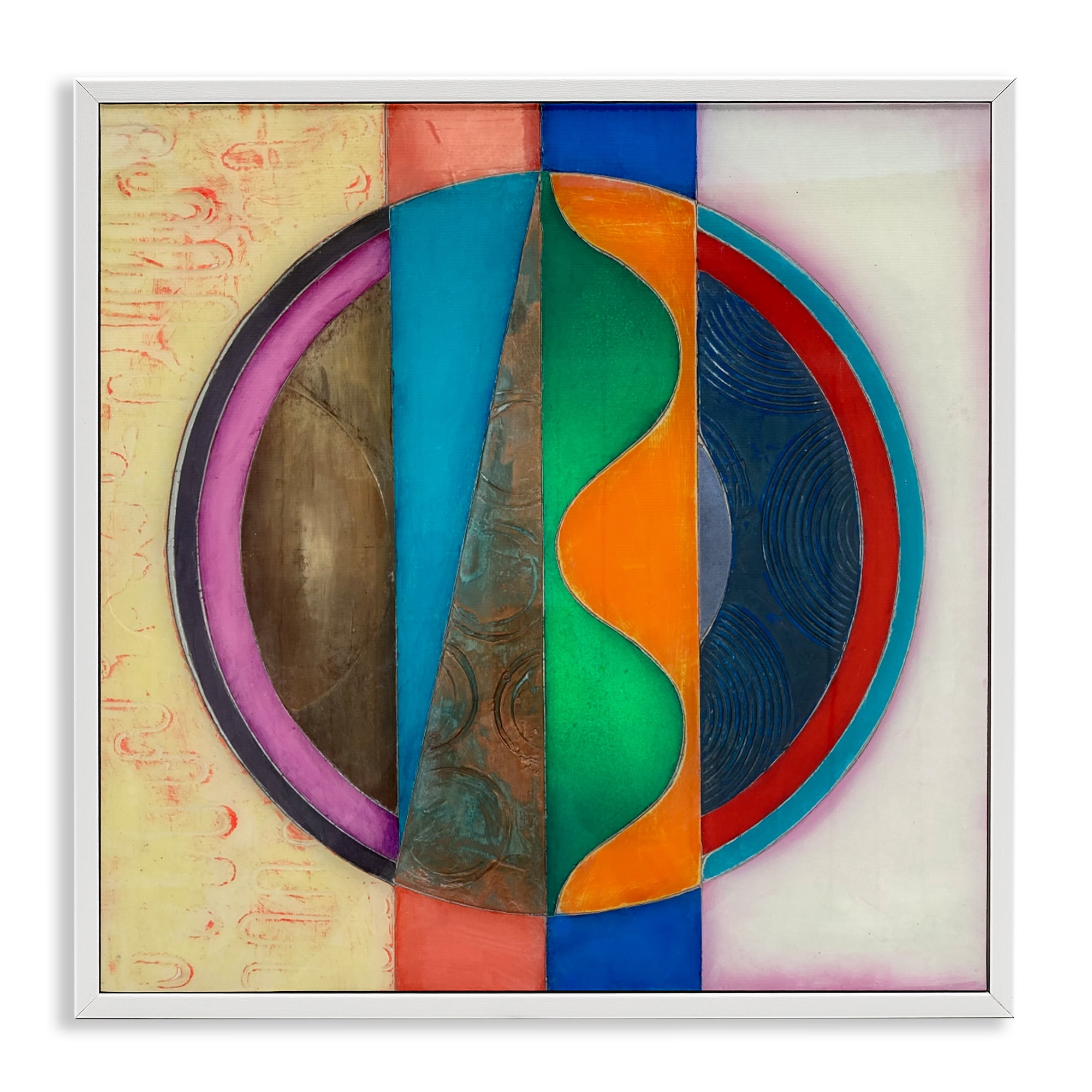 Stupell Industries Circle with Intersecting Waves White Framed Giclee Art, design by Matthew Finger