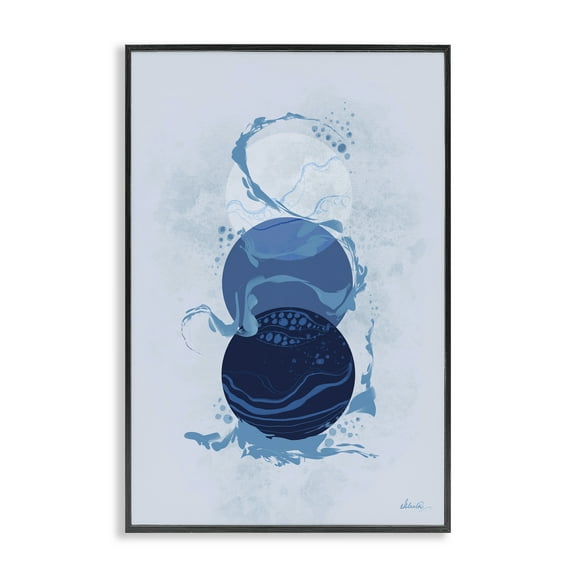 Stupell Industries Circles with Swirling Water Abstract Painting Black Framed Art Print Wall Art, 16 x 24