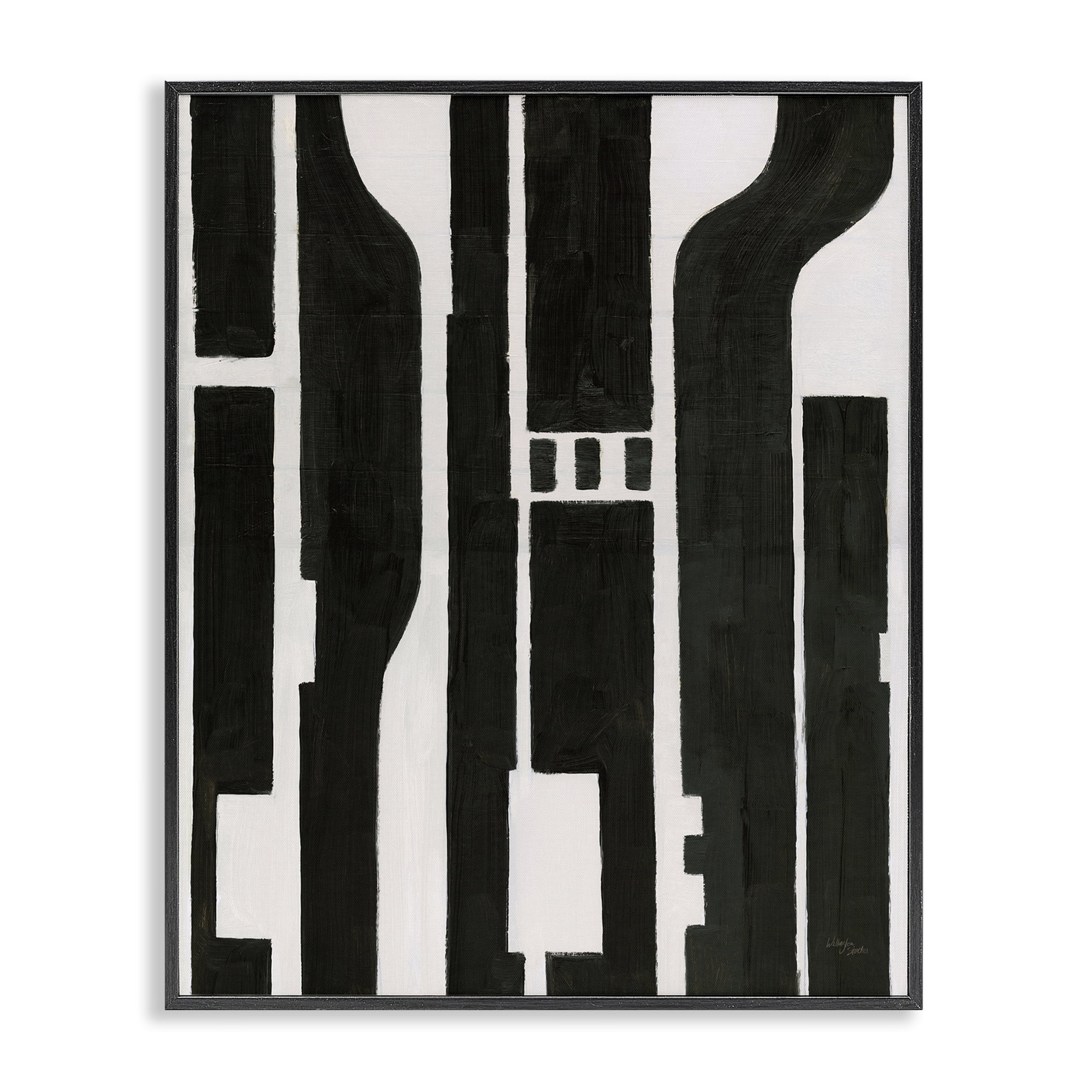 Stupell Industries Circuit Abstract Composition Abstract Painting Black Framed Art Print Wall Art, 16 x 20