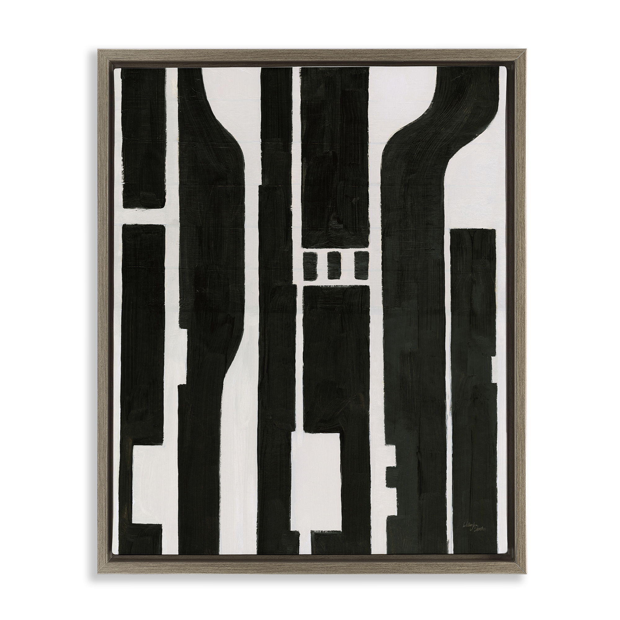Stupell Industries Circuit Abstract Composition Abstract Painting Brown Floater Framed Canvas Art Print Wall Art, 25 x 31