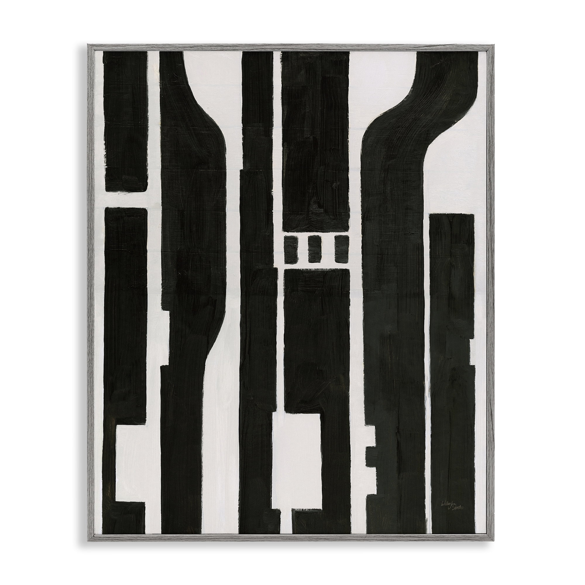 Stupell Industries Circuit Abstract Composition Abstract Painting Gray Framed Art Print Wall Art, 16 x 20