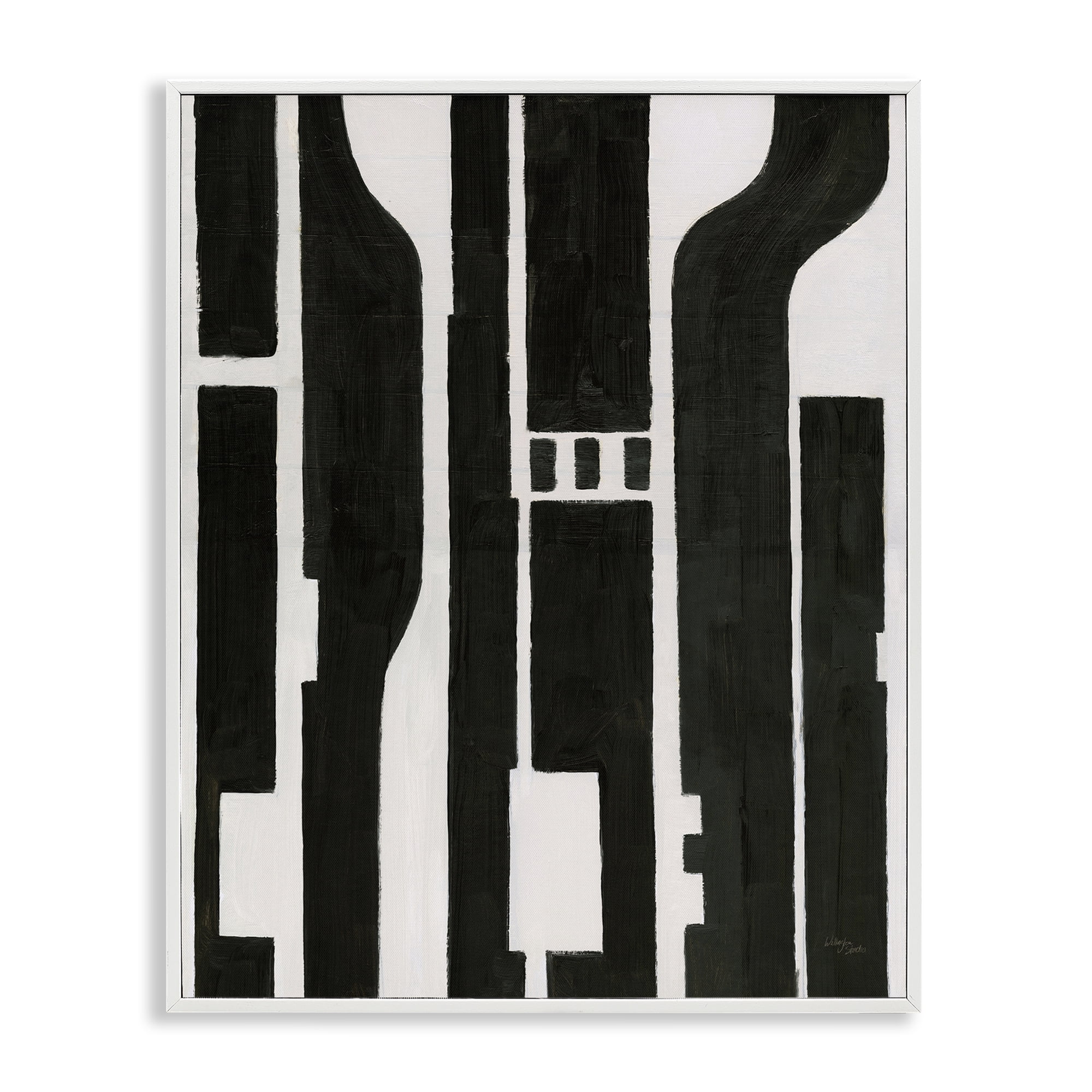 Stupell Industries Circuit Abstract Composition Abstract Painting White Framed Art Print Wall Art, 24 x 30