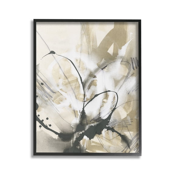 Stupell Industries Circular Complex Abstract Abstract Painting Black Framed Art Print Wall Art, 16 x 20