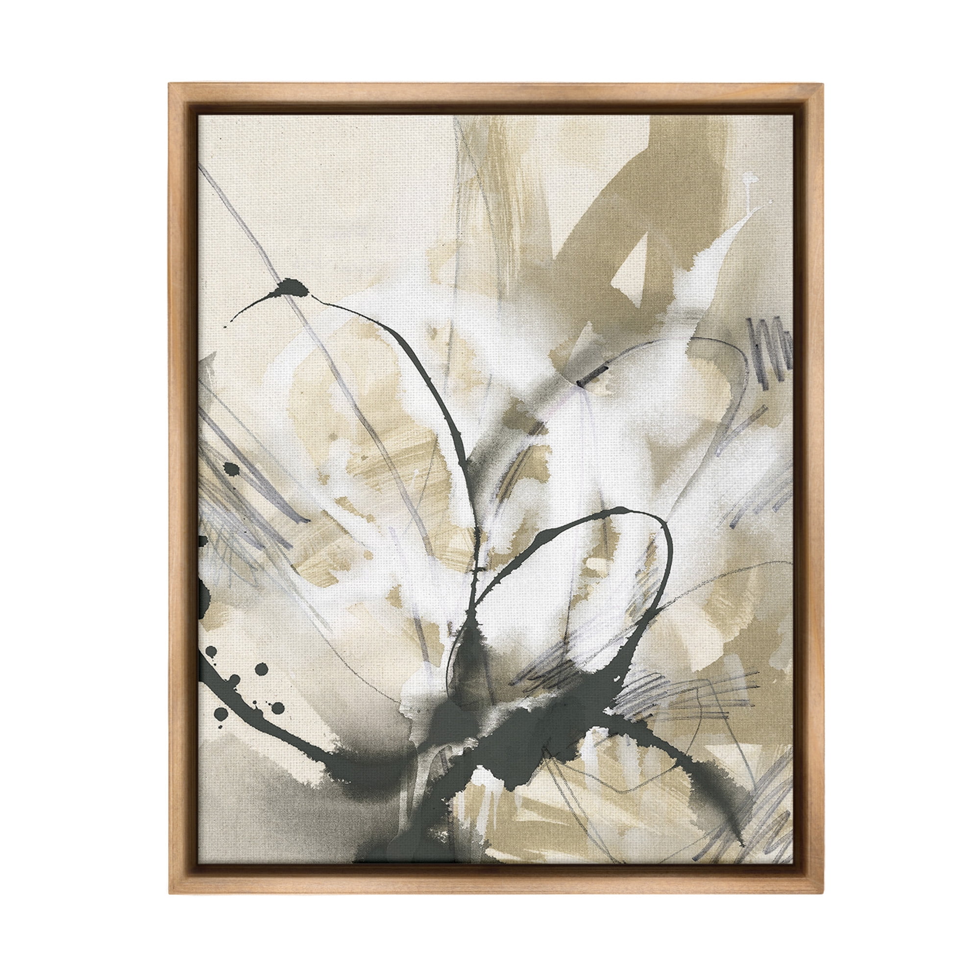 Stupell Industries Circular Complex Abstract Abstract Painting Brown Floater Framed Canvas Art Print Wall Art, 17 x 21