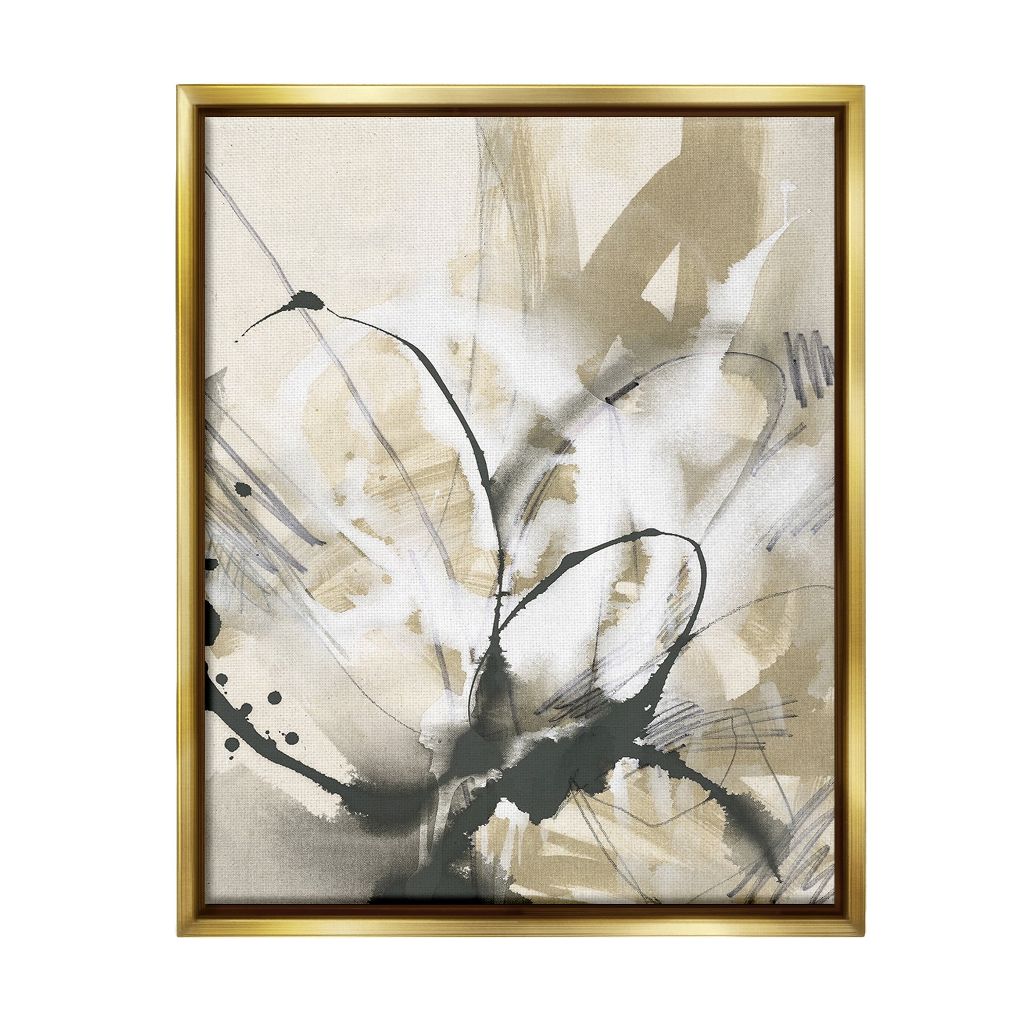 Stupell Industries Circular Complex Abstract Abstract Painting Gold Floater Framed Canvas Art Print Wall Art, 25 x 31